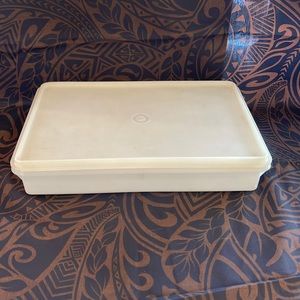 Vintage Tupperware Flat Rectangular Storage Container w/ Lid